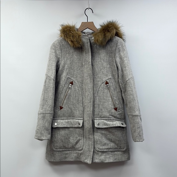 J. Crew Chateau Parka Italian Stadium Cloth Wool Long Coat Jacket Winter Grey 6 - Picture 5 of 13